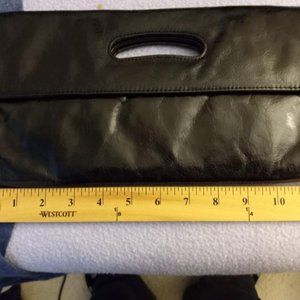 Hobo International foldover black leather Katrina clutch with cutout